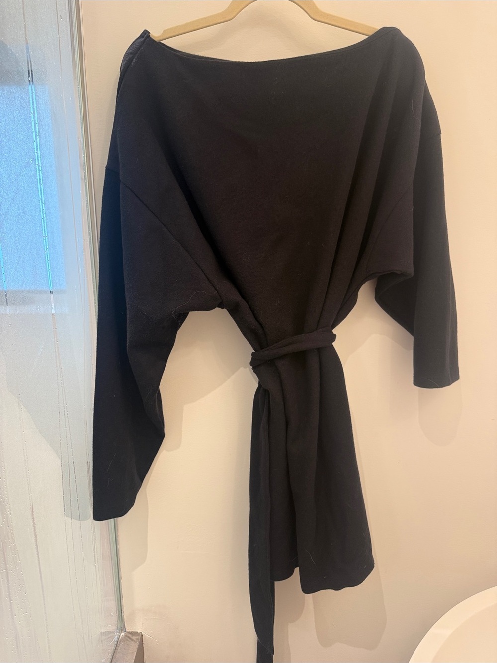 ASOS Off-Shoulder Black Tie-Front Sweater